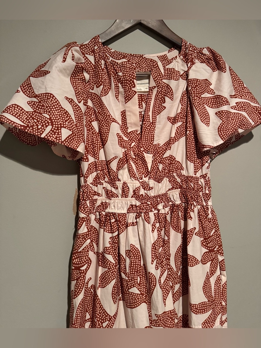 Anthropologie Somerset Maxi in Neutral Dotted Floral Cotton Tiered Dress XXS - Picture 5 of 14